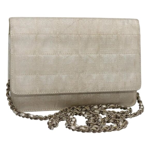 CHANEL New Travel Line Chain Wallet Nylon Silver CC - Picture 1 of 16